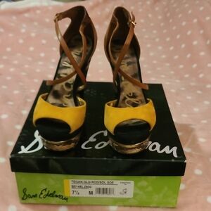 Sam Edelman Women's Yellow and Brown Heels